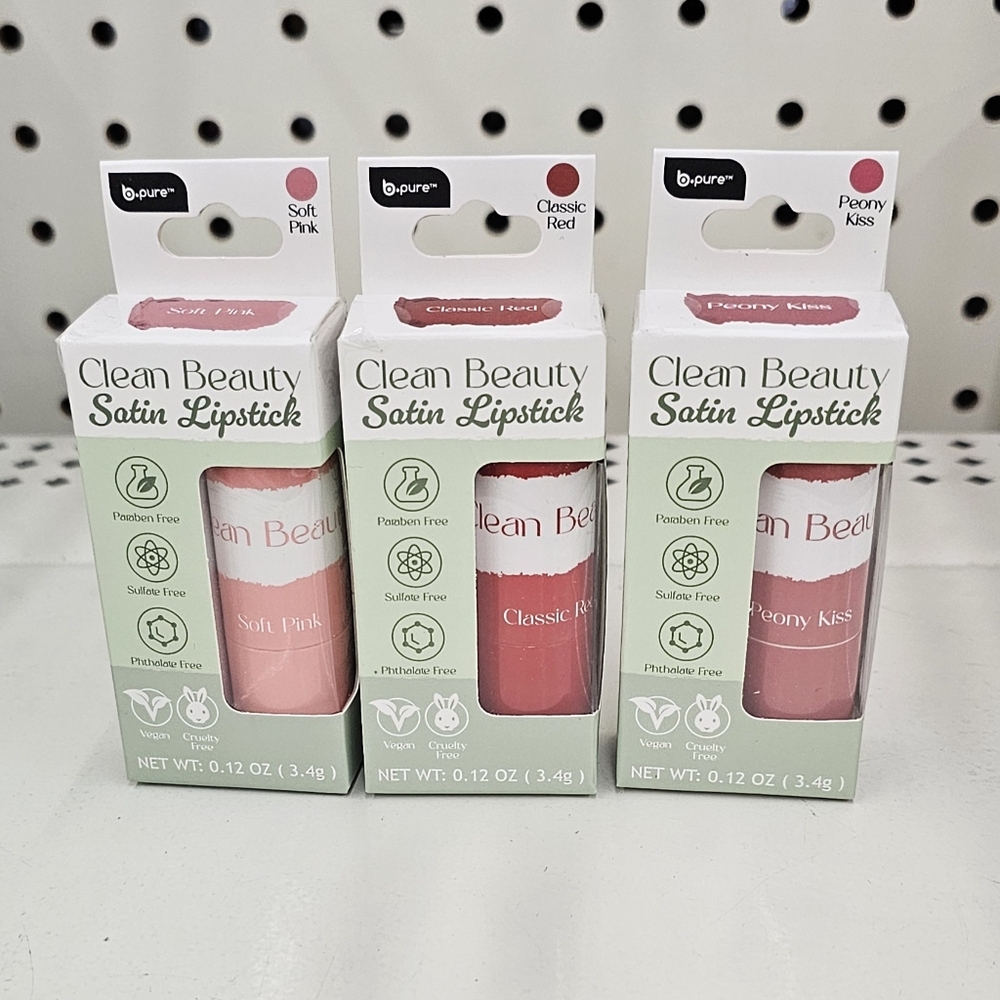 Satin Lipstick Set - Soft Pink, Classic Red, Peony Kiss